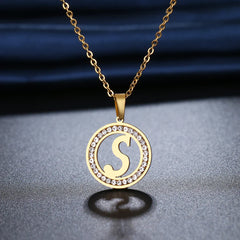 Crystal Rhinestone Initial Necklace