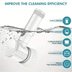 Electric Spin Scrubber with 5 Brush Heads for Bathroom Cleaning