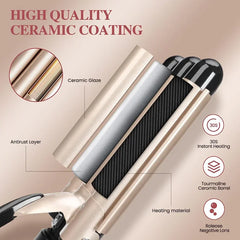 Ceramic Tourmaline Curling Iron – 1-Inch Triple Barrel Hair Curler with LCD Temperature Display