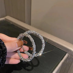 Black Rhinestone Geometric Hoop Earrings - Elegant Jewelry Gift