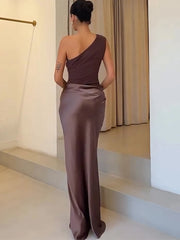Julissa Mo Satin One-Shoulder Dress