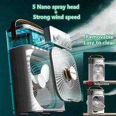 3-In-1 Mini Air Conditioner, Fan & Humidifier with LED Light