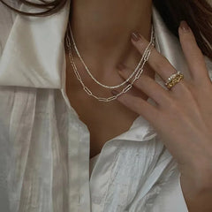 Silver Sparkling Clavicle Necklace