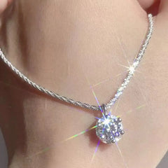 Ten Carats Moissanite Crown Necklace