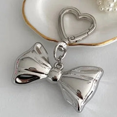 Pearl Bow Heart Keychain