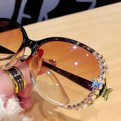 Sunglasses 2025 Women Luxury Design Sun Glasses Bling Rhinestone Gradient Lens  Eyeglasses for Female UV400