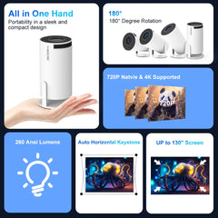 Magcubic 4K Wifi6 Projector, Android 11, Portable Home Cinema