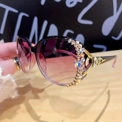 Sunglasses 2025 Women Luxury Design Sun Glasses Bling Rhinestone Gradient Lens  Eyeglasses for Female UV400