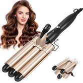 Ceramic Tourmaline Curling Iron – 1-Inch Triple Barrel Hair Curler with LCD Temperature Display