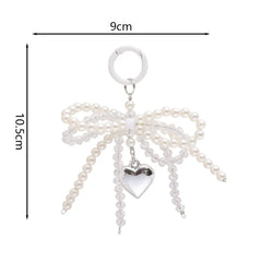 Pearl Bow Heart Keychain