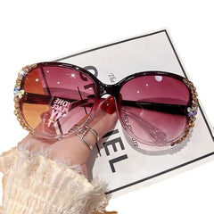 Sunglasses 2025 Women Luxury Design Sun Glasses Bling Rhinestone Gradient Lens  Eyeglasses for Female UV400