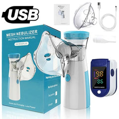 Portable Mesh Nebulizer & Pulse Oximeter Kit – Handheld Asthma Inhaler