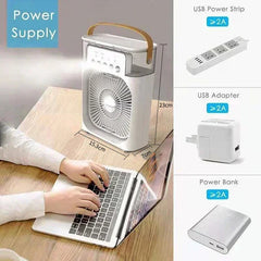 3-In-1 Mini Air Conditioner, Fan & Humidifier with LED Light