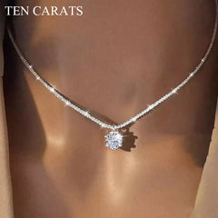 Ten Carats Moissanite Crown Necklace