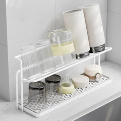 2-Tier Bottle Drying Rack – Stainless Steel with Drain Tray
