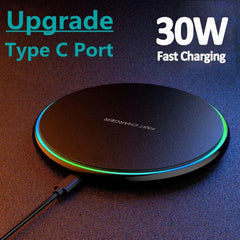 30W Wireless Charger for iPhone & Samsung - Fast Charging Pad