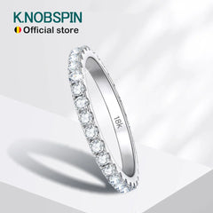 Moissanite Ring - 18k White Gold Wedding Band