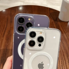 For Magesafe Magnetic Transparent For iPhone 11 12 13 14 15 Pro Max Plus Mini X 7 8 SE Shockproof PC Cover