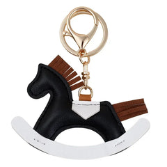 Wooden Horse Leather Bag Charm