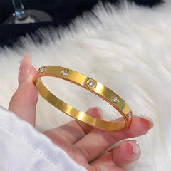 Zircon Inlaid Bracelet – Titanium Steel Daily Wear
