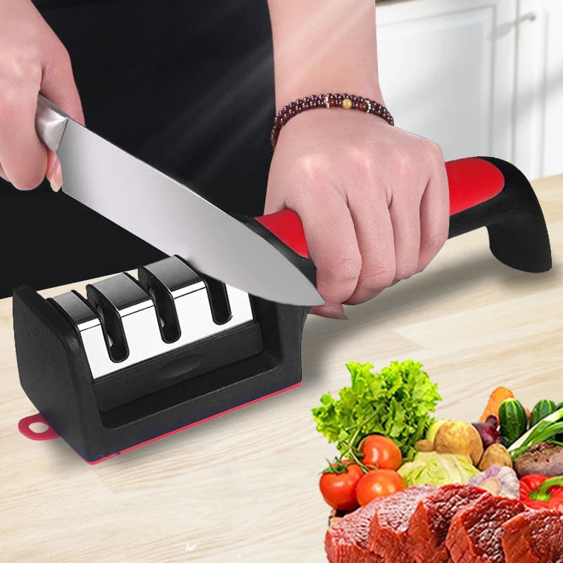 3/4-Segment Multi-Functional Knife Sharpener – Hand-Held Sharpening Tool for Household Use