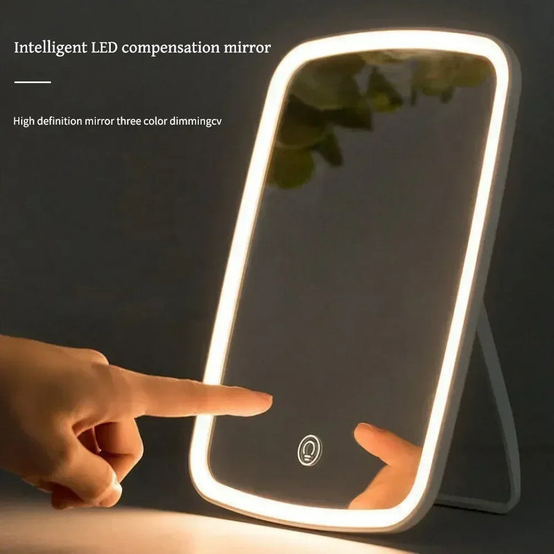 LED Foldable Rechargeable Makeup Mirror - Portable & Stylish