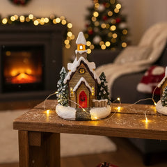 LED Resin Christmas House Decor