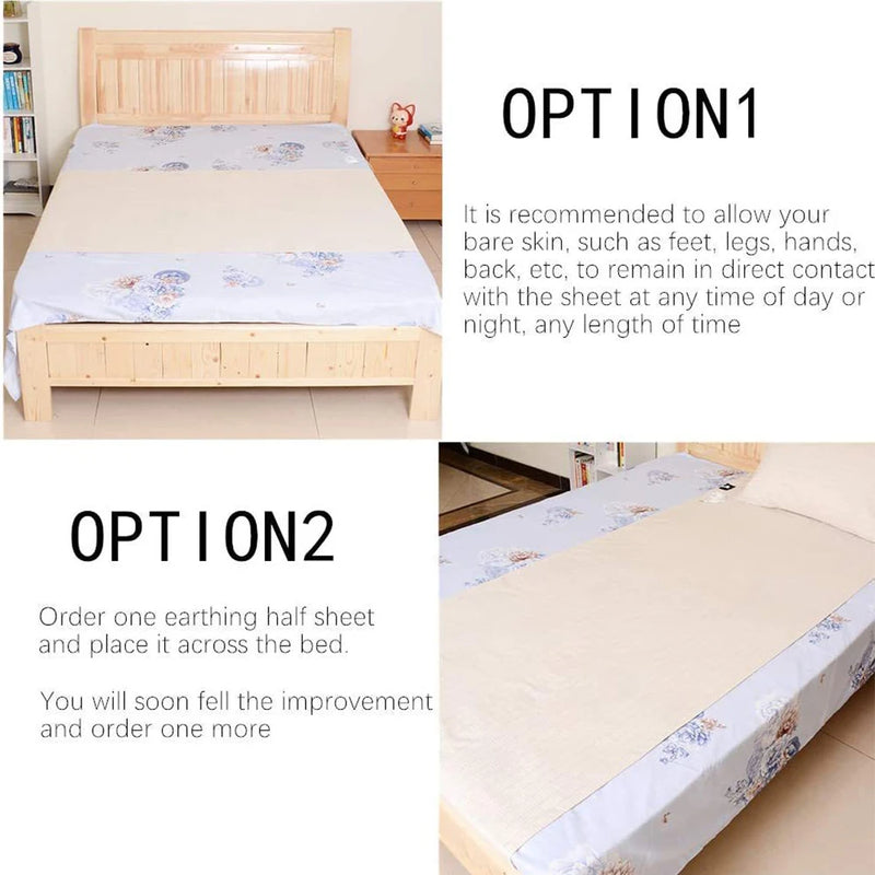 Queen Size Grounding Bed Sheet – 95% Cotton & 5% Silver Thread, Includes Earthing Cord for Healing Sleep