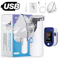 Portable Mesh Nebulizer & Pulse Oximeter Kit – Handheld Asthma Inhaler
