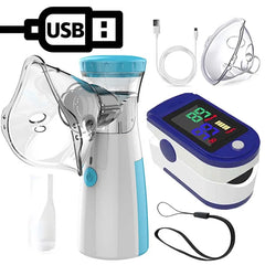 Portable Mesh Nebulizer & Pulse Oximeter Kit – Handheld Asthma Inhaler