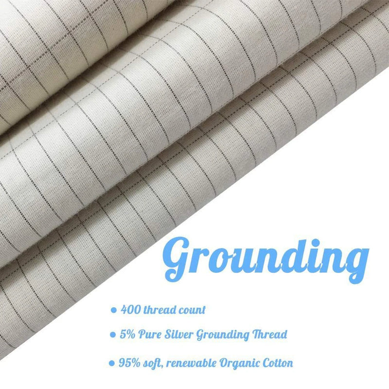 Queen Size Grounding Bed Sheet – 95% Cotton & 5% Silver Thread, Includes Earthing Cord for Healing Sleep