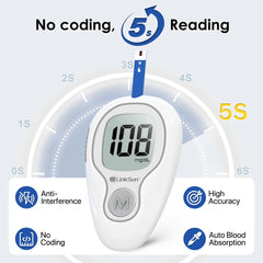 LinkSun Blood Glucose Meter G-425-3 – No-Code Diabetes Test Kit