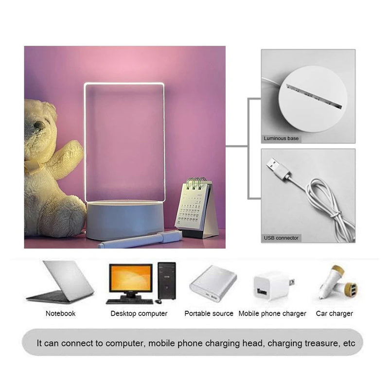 Transparent LED Night Light – USB Luminous Acrylic Message Board & Calendar, Erasable Desktop Ornament