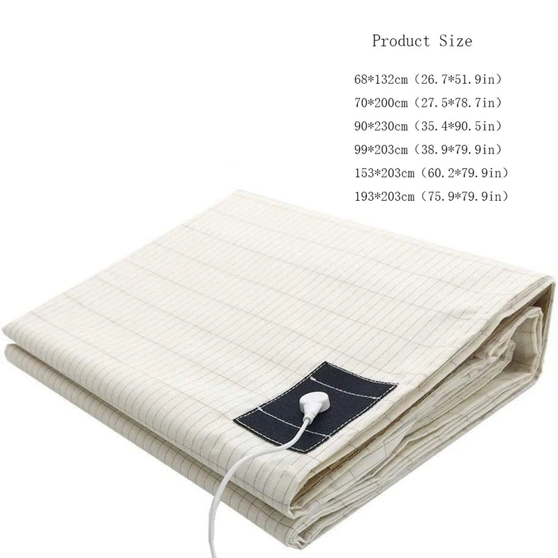 Queen Size Grounding Bed Sheet – 95% Cotton & 5% Silver Thread, Includes Earthing Cord for Healing Sleep