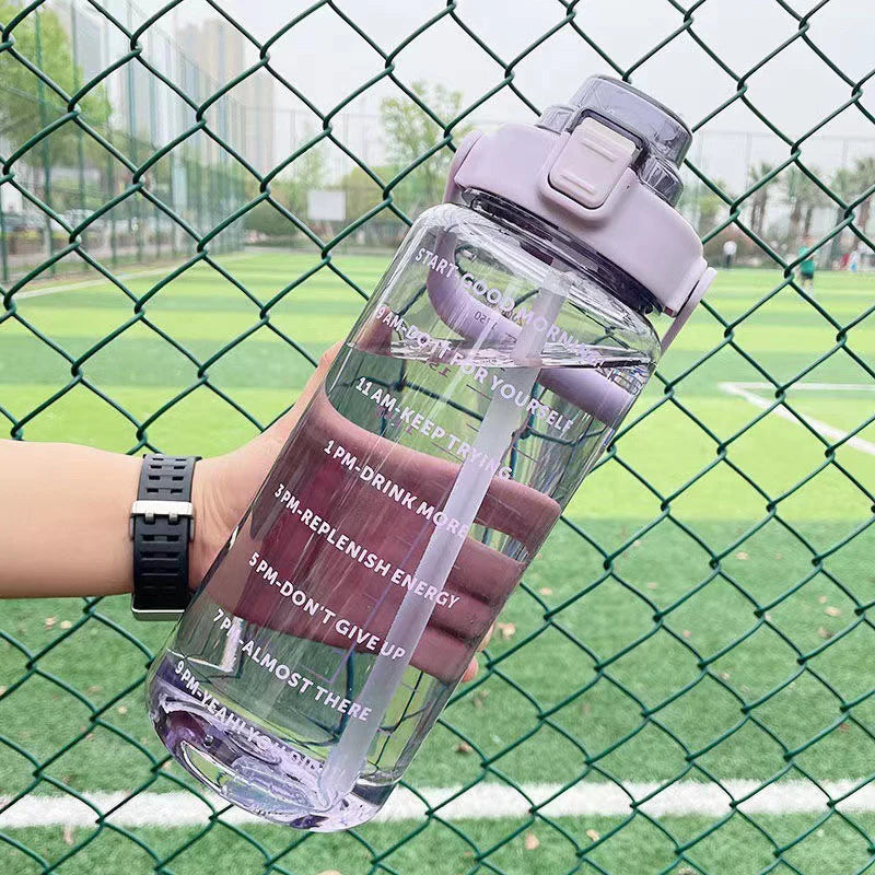 2L Water Bottle with Straw - Fitness Hydration Jug