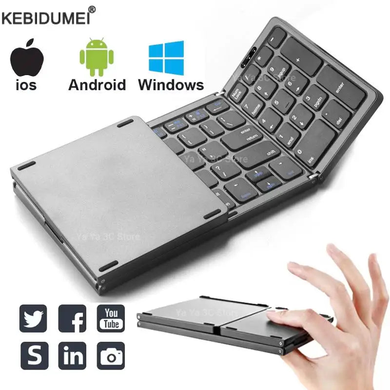 Wireless Folding Bluetooth Keyboard with Numeric Keypad