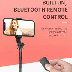 Bluetooth Selfie Stick – Tripod with Light & Remote for Phones