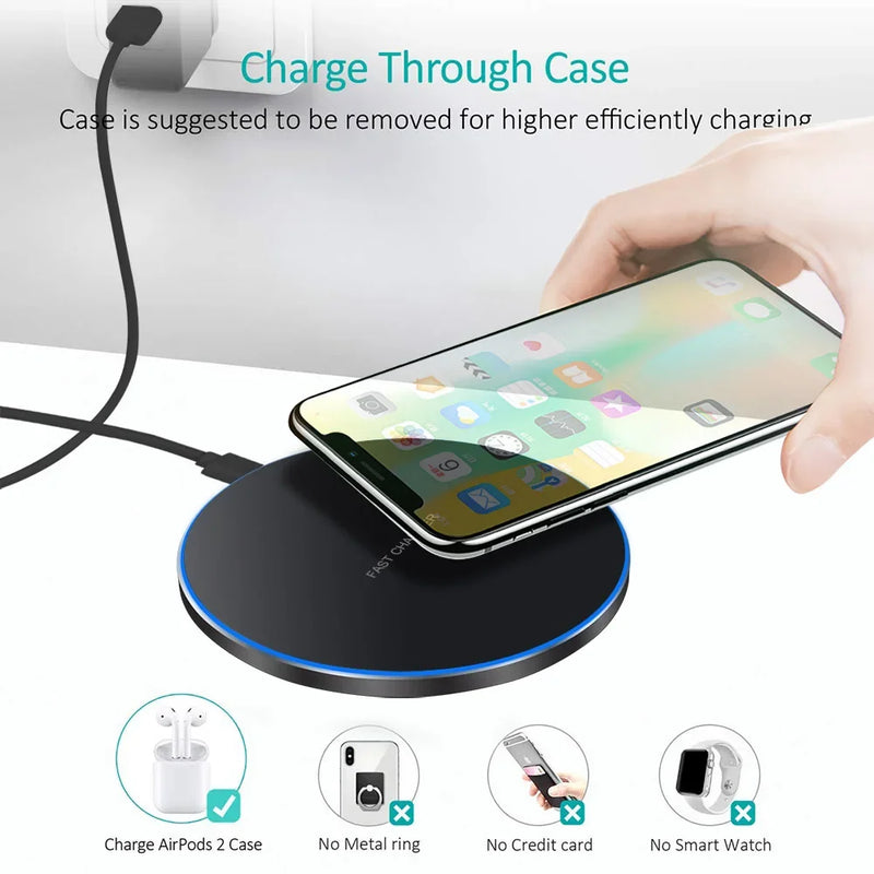 Fast Wireless Charging Pad for iPhone & Samsung Devices