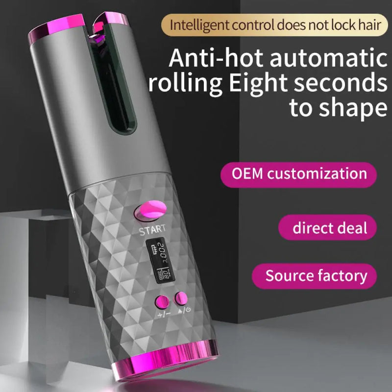 Cordless Automatic Hair Curler - USB Rechargeable & Adjustable Temperature