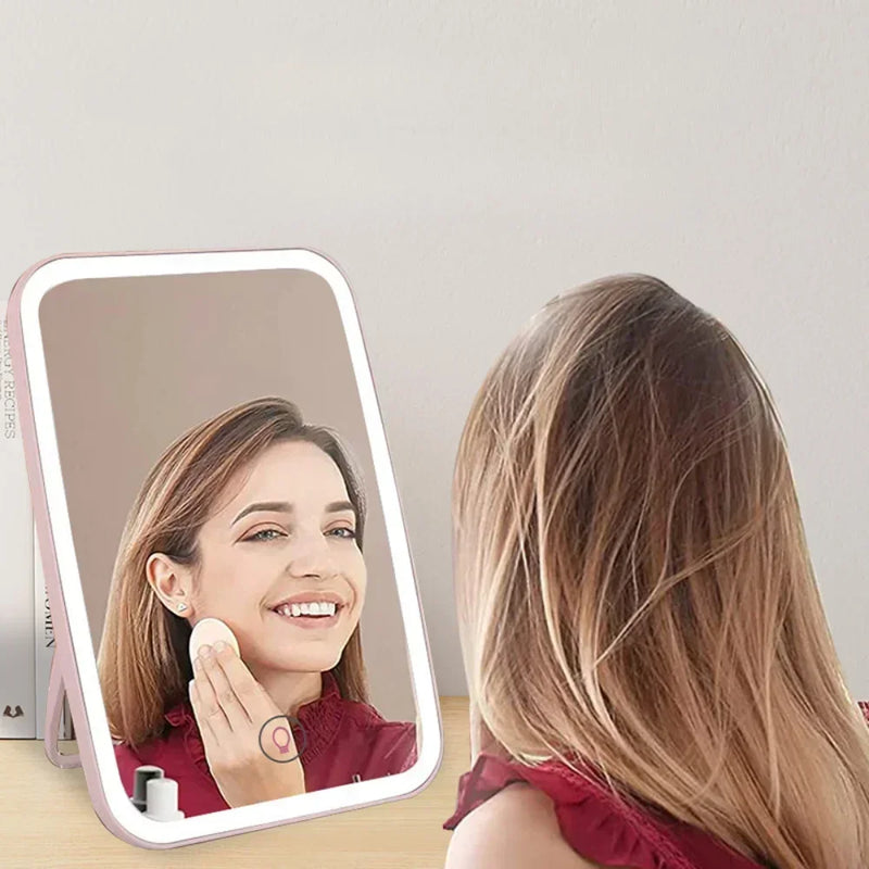 LED Foldable Rechargeable Makeup Mirror - Portable & Stylish