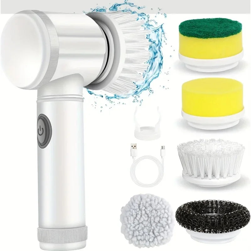 Electric Spin Scrubber with 5 Brush Heads for Bathroom Cleaning