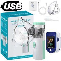 Portable Mesh Nebulizer & Pulse Oximeter Kit – Handheld Asthma Inhaler