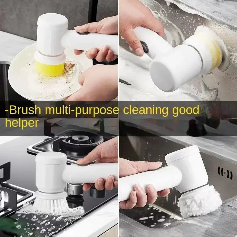 Electric Spin Scrubber with 5 Brush Heads for Bathroom Cleaning