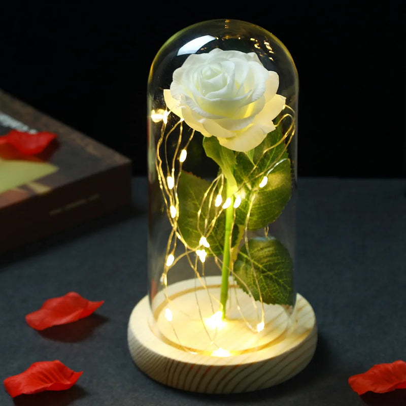 Galaxy Rose with Fairy Lights in Dome – Perfect Gift