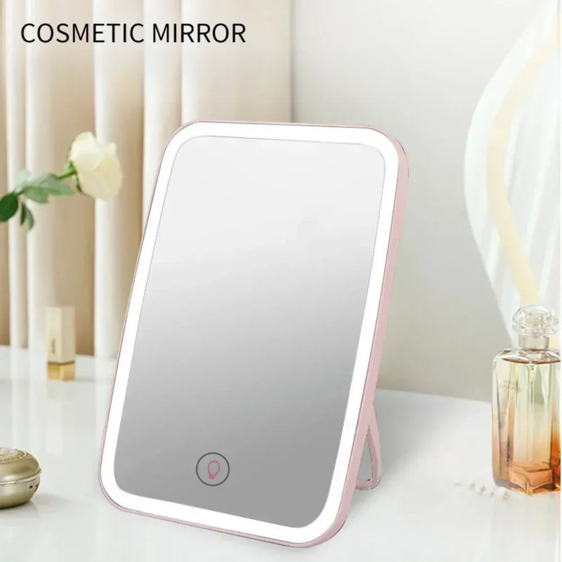 LED Foldable Rechargeable Makeup Mirror - Portable & Stylish